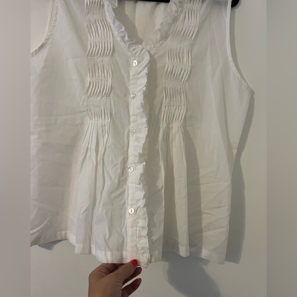 Marigold Way White Sleeveless Blouse 100% cotton made in India size L (D-104) - Picture 2 of 8